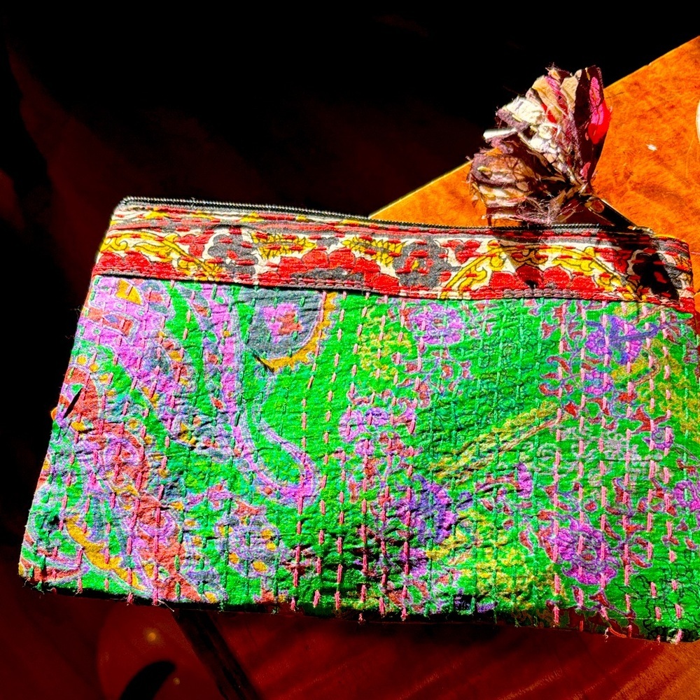 Colorful silk Clutch Bag from India
